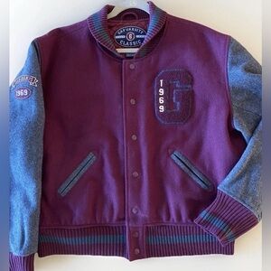GAP‎ Varsity Classic Wool Letterman Jacket XL Burgundy Gray